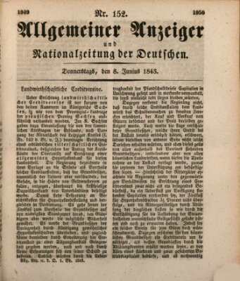 Allgemeiner Anzeiger und Nationalzeitung der Deutschen (Allgemeiner Anzeiger der Deutschen) Donnerstag 8. Juni 1843