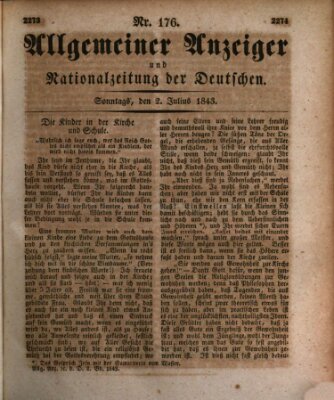 Allgemeiner Anzeiger und Nationalzeitung der Deutschen (Allgemeiner Anzeiger der Deutschen) Sonntag 2. Juli 1843