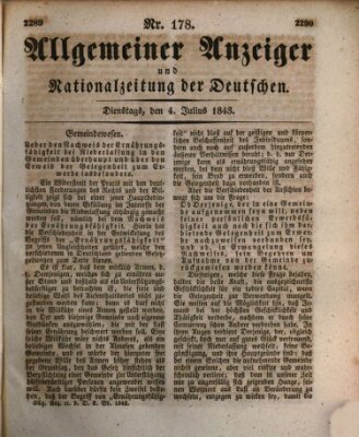 Allgemeiner Anzeiger und Nationalzeitung der Deutschen (Allgemeiner Anzeiger der Deutschen) Dienstag 4. Juli 1843