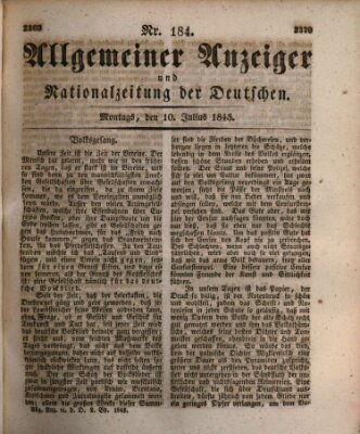 Allgemeiner Anzeiger und Nationalzeitung der Deutschen (Allgemeiner Anzeiger der Deutschen) Montag 10. Juli 1843