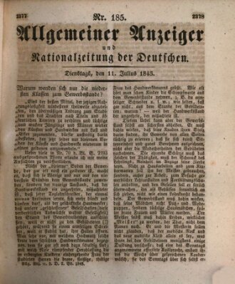 Allgemeiner Anzeiger und Nationalzeitung der Deutschen (Allgemeiner Anzeiger der Deutschen) Dienstag 11. Juli 1843