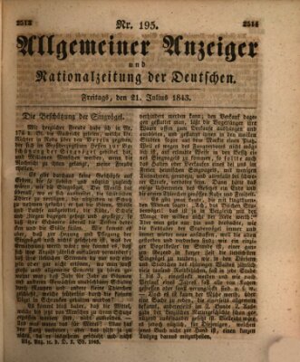 Allgemeiner Anzeiger und Nationalzeitung der Deutschen (Allgemeiner Anzeiger der Deutschen) Freitag 21. Juli 1843