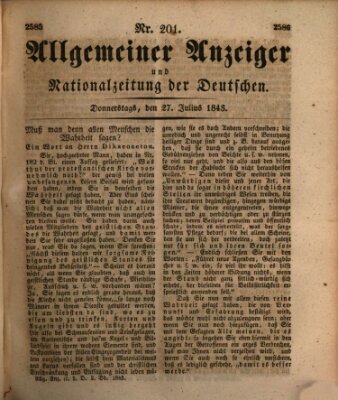 Allgemeiner Anzeiger und Nationalzeitung der Deutschen (Allgemeiner Anzeiger der Deutschen) Donnerstag 27. Juli 1843