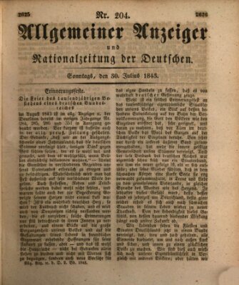 Allgemeiner Anzeiger und Nationalzeitung der Deutschen (Allgemeiner Anzeiger der Deutschen) Sonntag 30. Juli 1843