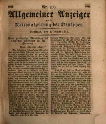 Allgemeiner Anzeiger und Nationalzeitung der Deutschen (Allgemeiner Anzeiger der Deutschen) Dienstag 1. August 1843