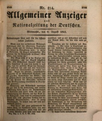 Allgemeiner Anzeiger und Nationalzeitung der Deutschen (Allgemeiner Anzeiger der Deutschen) Mittwoch 9. August 1843