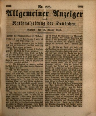 Allgemeiner Anzeiger und Nationalzeitung der Deutschen (Allgemeiner Anzeiger der Deutschen) Freitag 18. August 1843