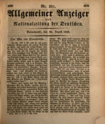 Allgemeiner Anzeiger und Nationalzeitung der Deutschen (Allgemeiner Anzeiger der Deutschen) Samstag 26. August 1843