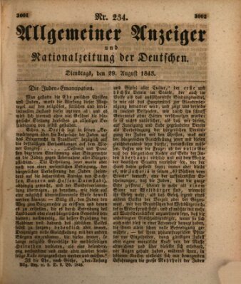 Allgemeiner Anzeiger und Nationalzeitung der Deutschen (Allgemeiner Anzeiger der Deutschen) Dienstag 29. August 1843