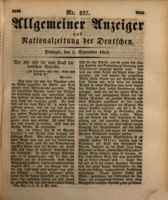 Allgemeiner Anzeiger und Nationalzeitung der Deutschen (Allgemeiner Anzeiger der Deutschen) Freitag 1. September 1843