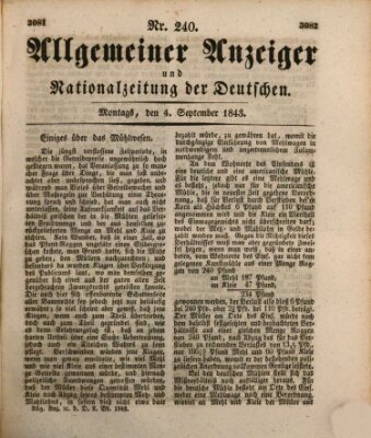 Allgemeiner Anzeiger und Nationalzeitung der Deutschen (Allgemeiner Anzeiger der Deutschen) Montag 4. September 1843