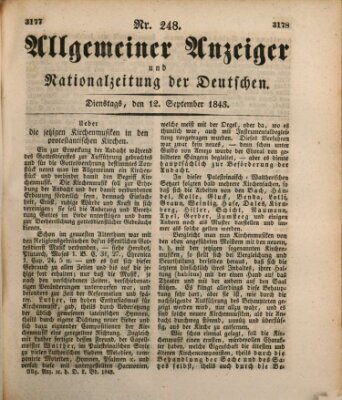 Allgemeiner Anzeiger und Nationalzeitung der Deutschen (Allgemeiner Anzeiger der Deutschen) Dienstag 12. September 1843