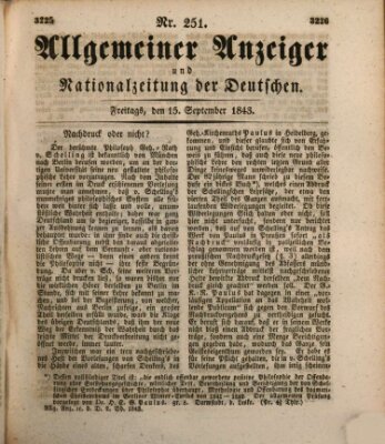 Allgemeiner Anzeiger und Nationalzeitung der Deutschen (Allgemeiner Anzeiger der Deutschen) Freitag 15. September 1843