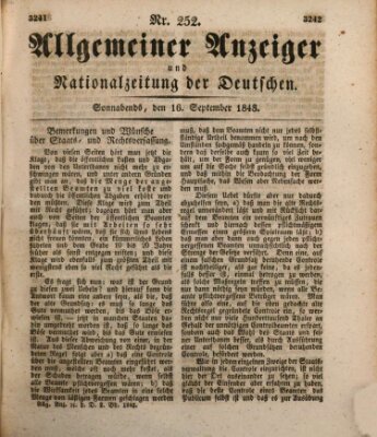 Allgemeiner Anzeiger und Nationalzeitung der Deutschen (Allgemeiner Anzeiger der Deutschen) Samstag 16. September 1843