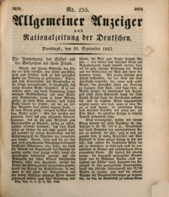 Allgemeiner Anzeiger und Nationalzeitung der Deutschen (Allgemeiner Anzeiger der Deutschen) Dienstag 19. September 1843