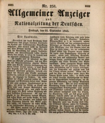 Allgemeiner Anzeiger und Nationalzeitung der Deutschen (Allgemeiner Anzeiger der Deutschen) Freitag 22. September 1843