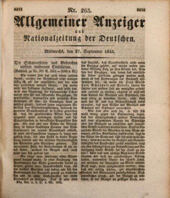 Allgemeiner Anzeiger und Nationalzeitung der Deutschen (Allgemeiner Anzeiger der Deutschen) Mittwoch 27. September 1843