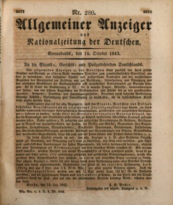 Allgemeiner Anzeiger und Nationalzeitung der Deutschen (Allgemeiner Anzeiger der Deutschen) Samstag 14. Oktober 1843