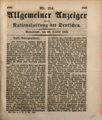 Allgemeiner Anzeiger und Nationalzeitung der Deutschen (Allgemeiner Anzeiger der Deutschen) Samstag 28. Oktober 1843