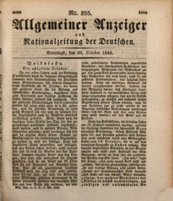 Allgemeiner Anzeiger und Nationalzeitung der Deutschen (Allgemeiner Anzeiger der Deutschen) Sonntag 29. Oktober 1843