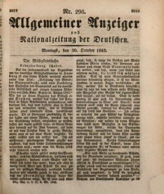 Allgemeiner Anzeiger und Nationalzeitung der Deutschen (Allgemeiner Anzeiger der Deutschen) Montag 30. Oktober 1843