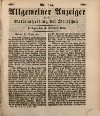 Allgemeiner Anzeiger und Nationalzeitung der Deutschen (Allgemeiner Anzeiger der Deutschen) Freitag 17. November 1843