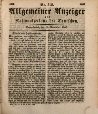 Allgemeiner Anzeiger und Nationalzeitung der Deutschen (Allgemeiner Anzeiger der Deutschen) Samstag 18. November 1843