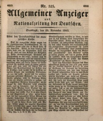 Allgemeiner Anzeiger und Nationalzeitung der Deutschen (Allgemeiner Anzeiger der Deutschen) Dienstag 28. November 1843