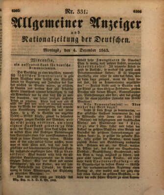 Allgemeiner Anzeiger und Nationalzeitung der Deutschen (Allgemeiner Anzeiger der Deutschen) Montag 4. Dezember 1843