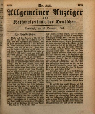 Allgemeiner Anzeiger und Nationalzeitung der Deutschen (Allgemeiner Anzeiger der Deutschen) Sonntag 10. Dezember 1843