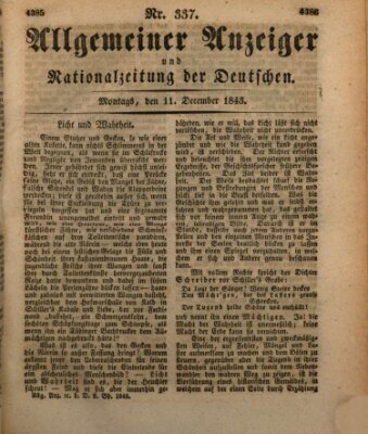 Allgemeiner Anzeiger und Nationalzeitung der Deutschen (Allgemeiner Anzeiger der Deutschen) Montag 11. Dezember 1843