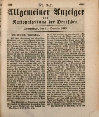 Allgemeiner Anzeiger und Nationalzeitung der Deutschen (Allgemeiner Anzeiger der Deutschen) Donnerstag 21. Dezember 1843