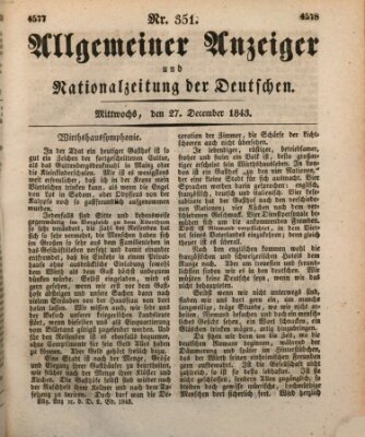 Allgemeiner Anzeiger und Nationalzeitung der Deutschen (Allgemeiner Anzeiger der Deutschen) Mittwoch 27. Dezember 1843