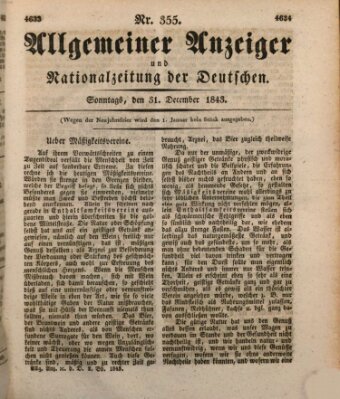 Allgemeiner Anzeiger und Nationalzeitung der Deutschen (Allgemeiner Anzeiger der Deutschen) Sonntag 31. Dezember 1843