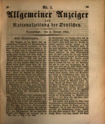 Allgemeiner Anzeiger und Nationalzeitung der Deutschen (Allgemeiner Anzeiger der Deutschen) Donnerstag 4. Januar 1844