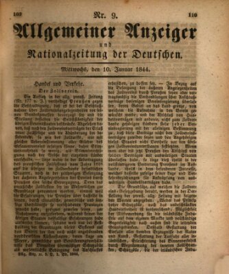 Allgemeiner Anzeiger und Nationalzeitung der Deutschen (Allgemeiner Anzeiger der Deutschen) Mittwoch 10. Januar 1844