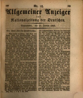 Allgemeiner Anzeiger und Nationalzeitung der Deutschen (Allgemeiner Anzeiger der Deutschen) Samstag 13. Januar 1844