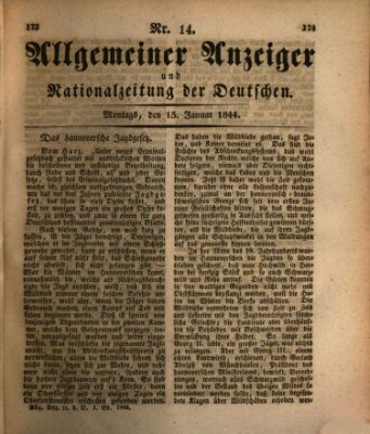Allgemeiner Anzeiger und Nationalzeitung der Deutschen (Allgemeiner Anzeiger der Deutschen) Montag 15. Januar 1844