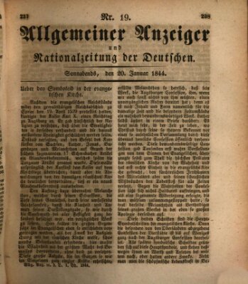 Allgemeiner Anzeiger und Nationalzeitung der Deutschen (Allgemeiner Anzeiger der Deutschen) Samstag 20. Januar 1844