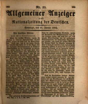 Allgemeiner Anzeiger und Nationalzeitung der Deutschen (Allgemeiner Anzeiger der Deutschen) Sonntag 21. Januar 1844