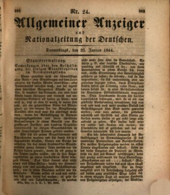 Allgemeiner Anzeiger und Nationalzeitung der Deutschen (Allgemeiner Anzeiger der Deutschen) Donnerstag 25. Januar 1844