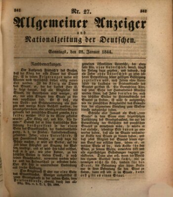 Allgemeiner Anzeiger und Nationalzeitung der Deutschen (Allgemeiner Anzeiger der Deutschen) Sonntag 28. Januar 1844