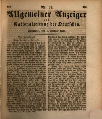 Allgemeiner Anzeiger und Nationalzeitung der Deutschen (Allgemeiner Anzeiger der Deutschen) Sonntag 4. Februar 1844