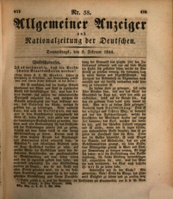 Allgemeiner Anzeiger und Nationalzeitung der Deutschen (Allgemeiner Anzeiger der Deutschen) Donnerstag 8. Februar 1844