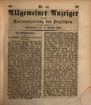 Allgemeiner Anzeiger und Nationalzeitung der Deutschen (Allgemeiner Anzeiger der Deutschen) Samstag 10. Februar 1844