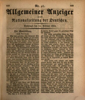 Allgemeiner Anzeiger und Nationalzeitung der Deutschen (Allgemeiner Anzeiger der Deutschen) Sonntag 11. Februar 1844