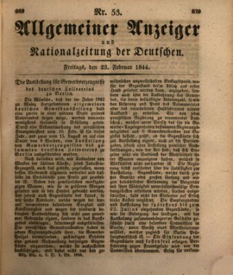 Allgemeiner Anzeiger und Nationalzeitung der Deutschen (Allgemeiner Anzeiger der Deutschen) Freitag 23. Februar 1844