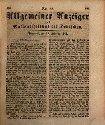 Allgemeiner Anzeiger und Nationalzeitung der Deutschen (Allgemeiner Anzeiger der Deutschen) Sonntag 25. Februar 1844