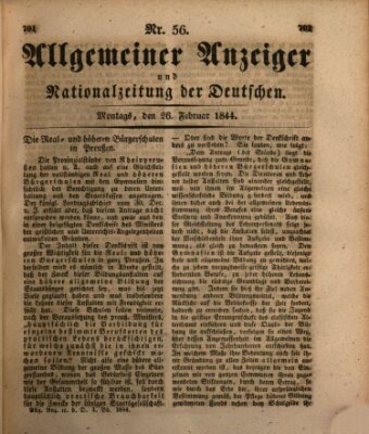 Allgemeiner Anzeiger und Nationalzeitung der Deutschen (Allgemeiner Anzeiger der Deutschen) Montag 26. Februar 1844