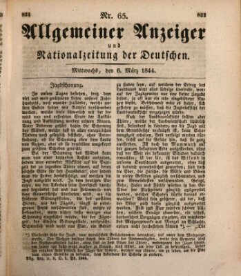 Allgemeiner Anzeiger und Nationalzeitung der Deutschen (Allgemeiner Anzeiger der Deutschen) Mittwoch 6. März 1844